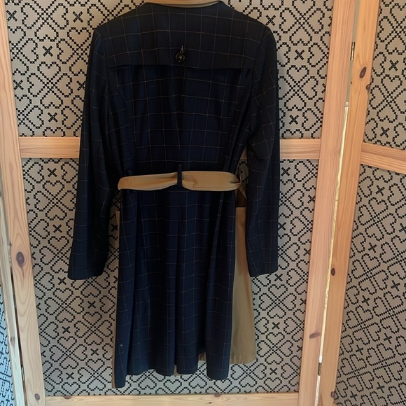 Anthropologie Harlyn Color-blocked Plaid Tan and Blue Trench Coat M - Picture 16 of 16